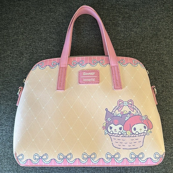 Loungefly My Melody & Kuromi Pastel Bows Satchel Bag - Picture 2 of 4